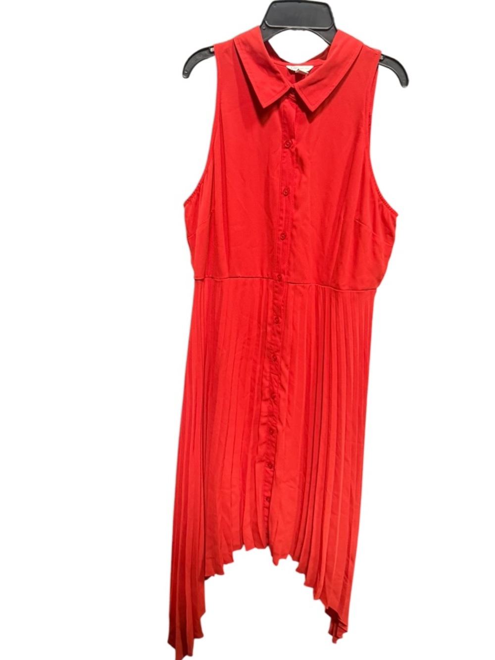 Cato Orange Pleated Button Front High Low Dress Size Large